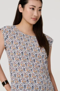Floral Cap Sleeve Relaxed Top
