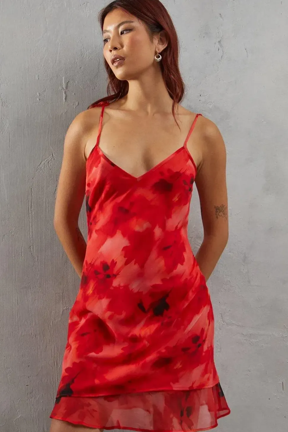 Floral Chiffon Bias Double Layer Strappy Mini Sundress