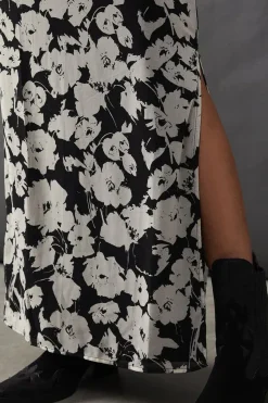Floral Chiffon Column Maxi Skirt