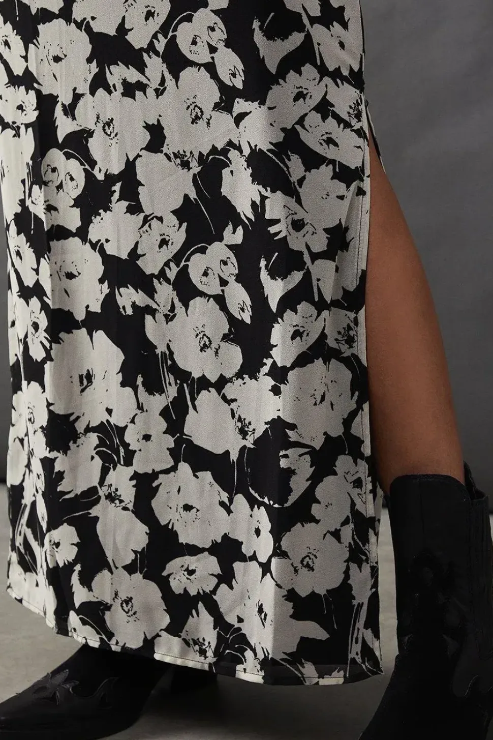 Floral Chiffon Column Maxi Skirt