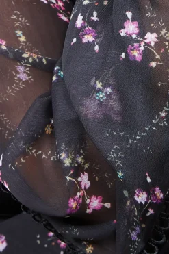Floral Chiffon Lace Insert Midi Tea Dress