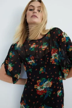 Floral Chiffon Maxi Dress