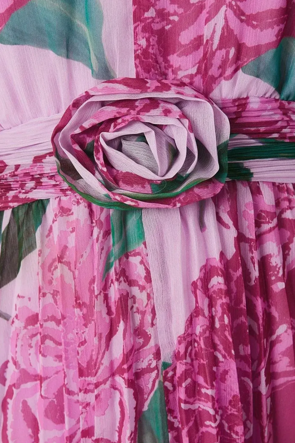 Floral Corsage Waistband Midi Dress