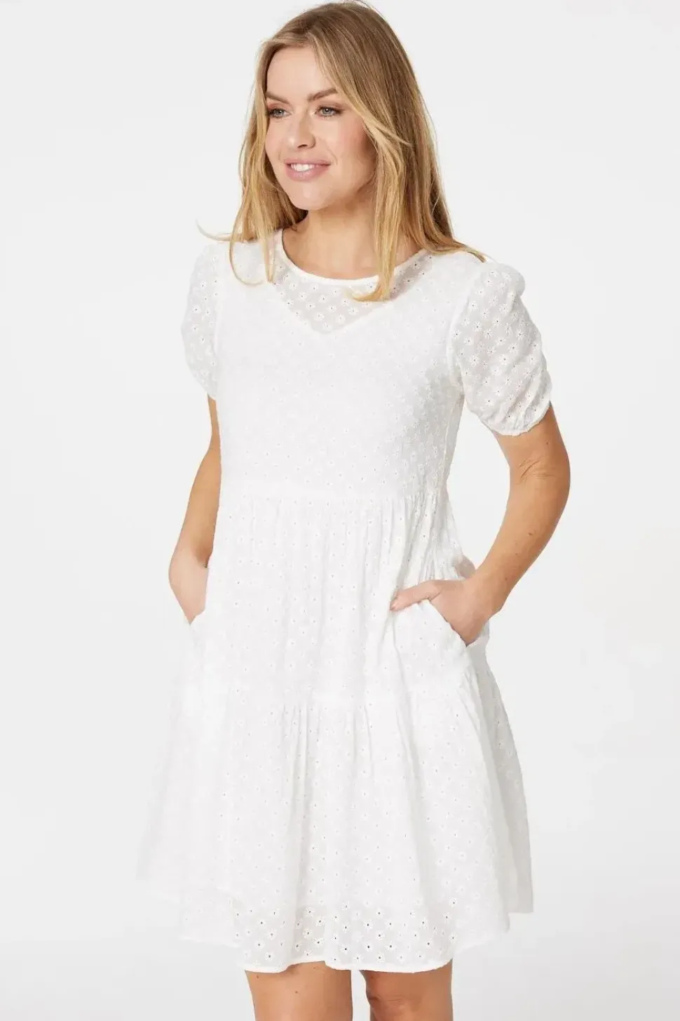 Floral Cotton Short Smock Dress