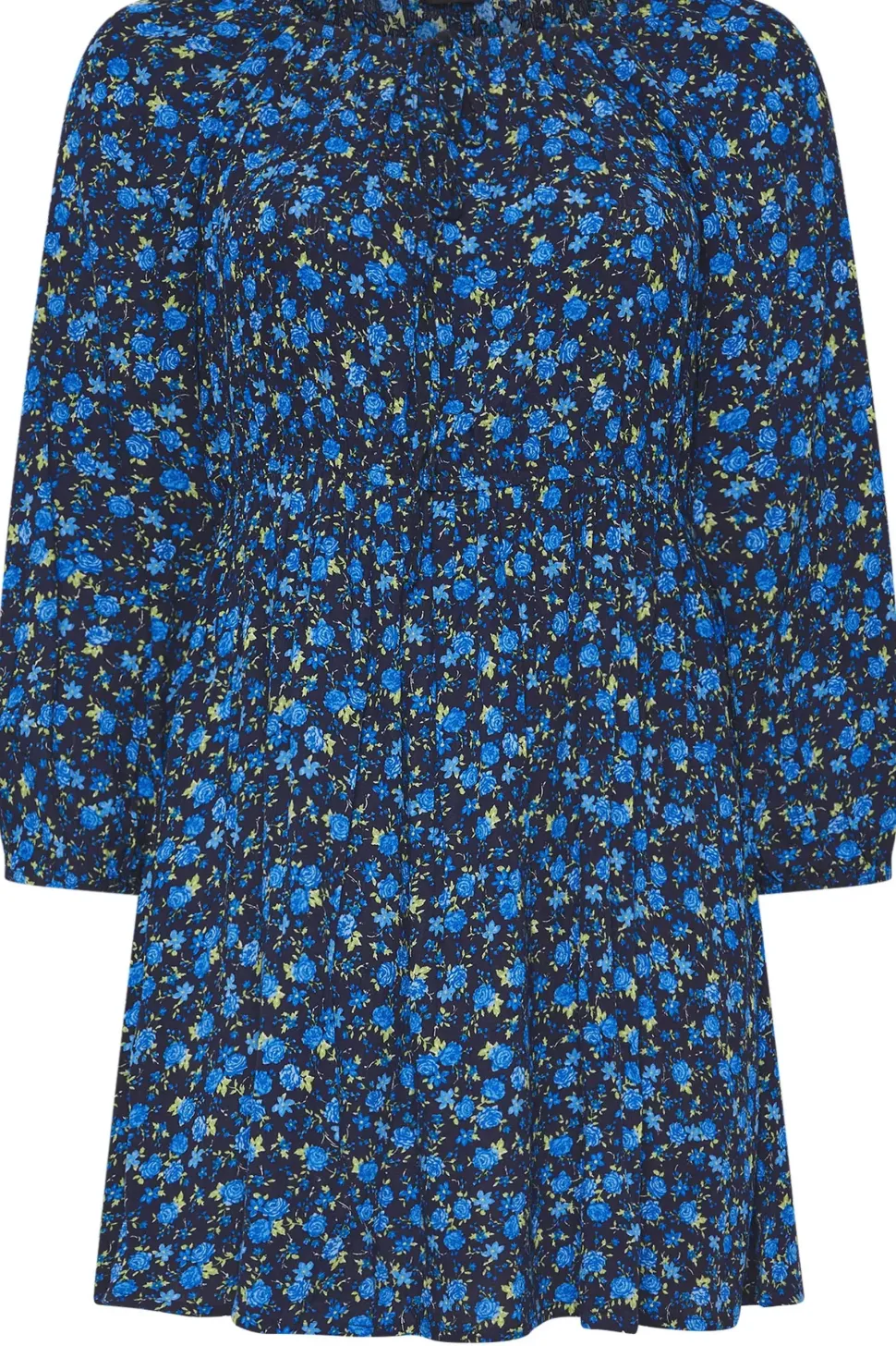 Floral Crinkle Tie Neck Blouse