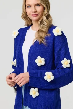 Floral Crochet Embellished Wrap Cardigan