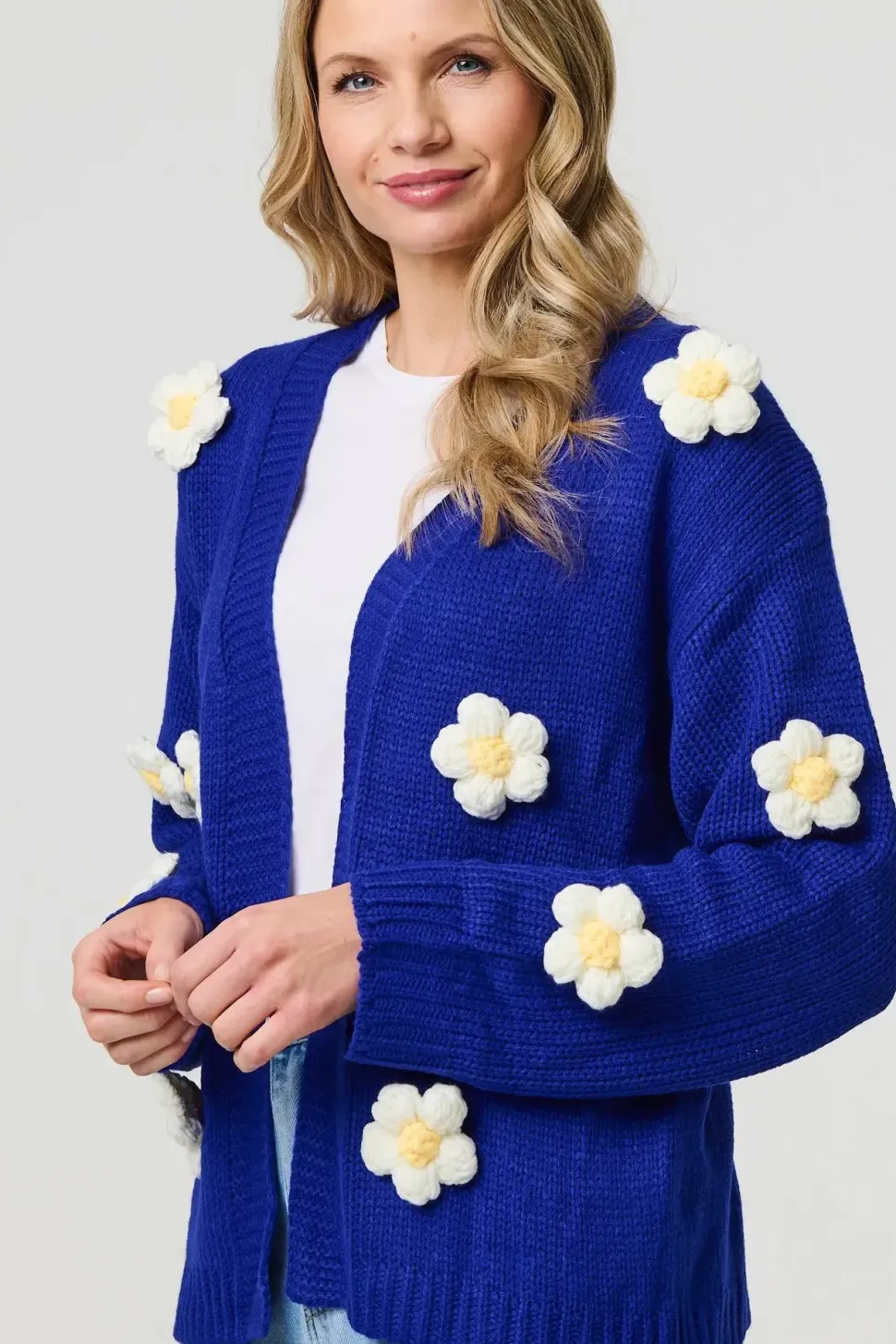 Floral Crochet Embellished Wrap Cardigan