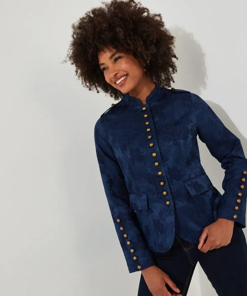 Floral Cropped Military Jacket