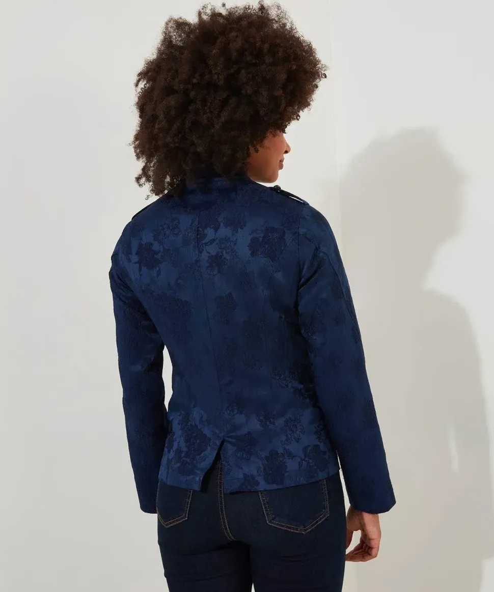 Floral Cropped Military Jacket