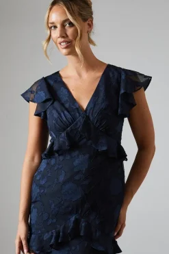 Floral Detail Fabric Tiered Skirt Bridesmaids Dress