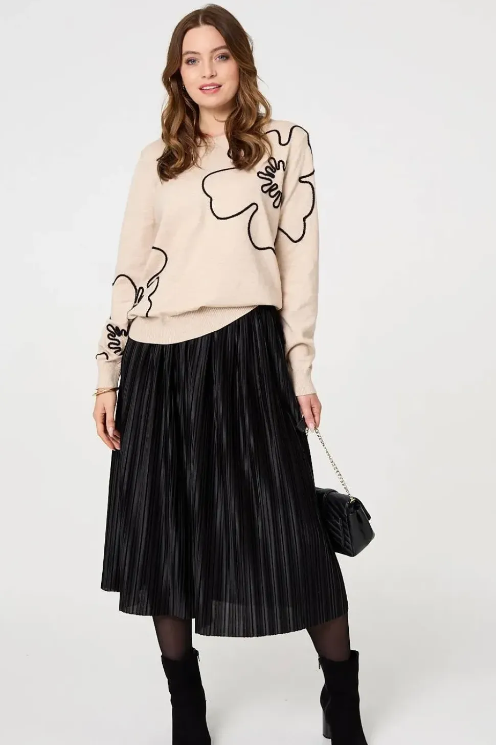 Floral Detail Long Sleeve Relaxed Jumper