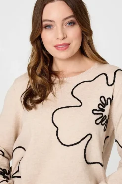 Floral Detail Long Sleeve Relaxed Jumper