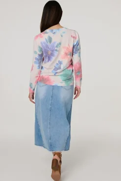 Floral Diamante Detail Long Sleeve Jumper