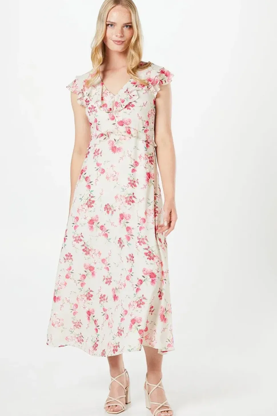 Floral Dobby Ruffle Midaxi Dress