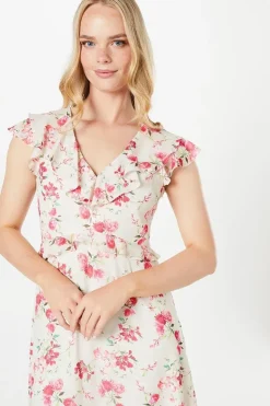 Floral Dobby Ruffle Midaxi Dress