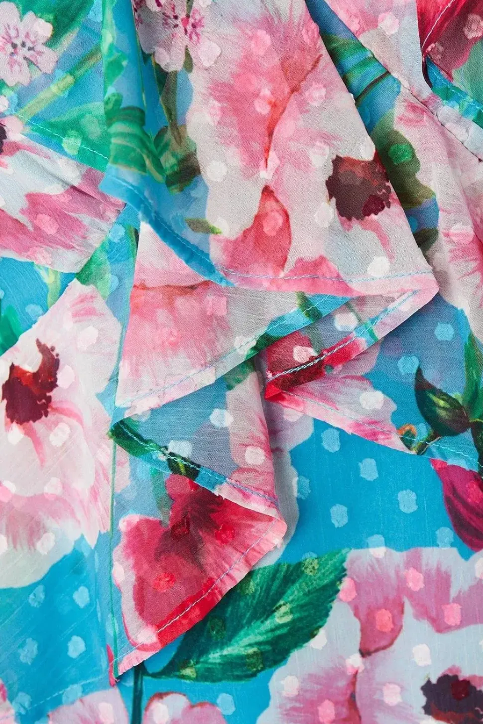 Floral Dobby Ruffle Midi Dress