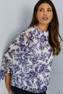Floral Dobby Tie Sleeve Top