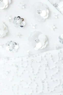 Floral Embellished Cape Bridal Maxi Dress