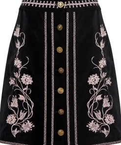 Floral Embroidered A-Line Mini Skirt