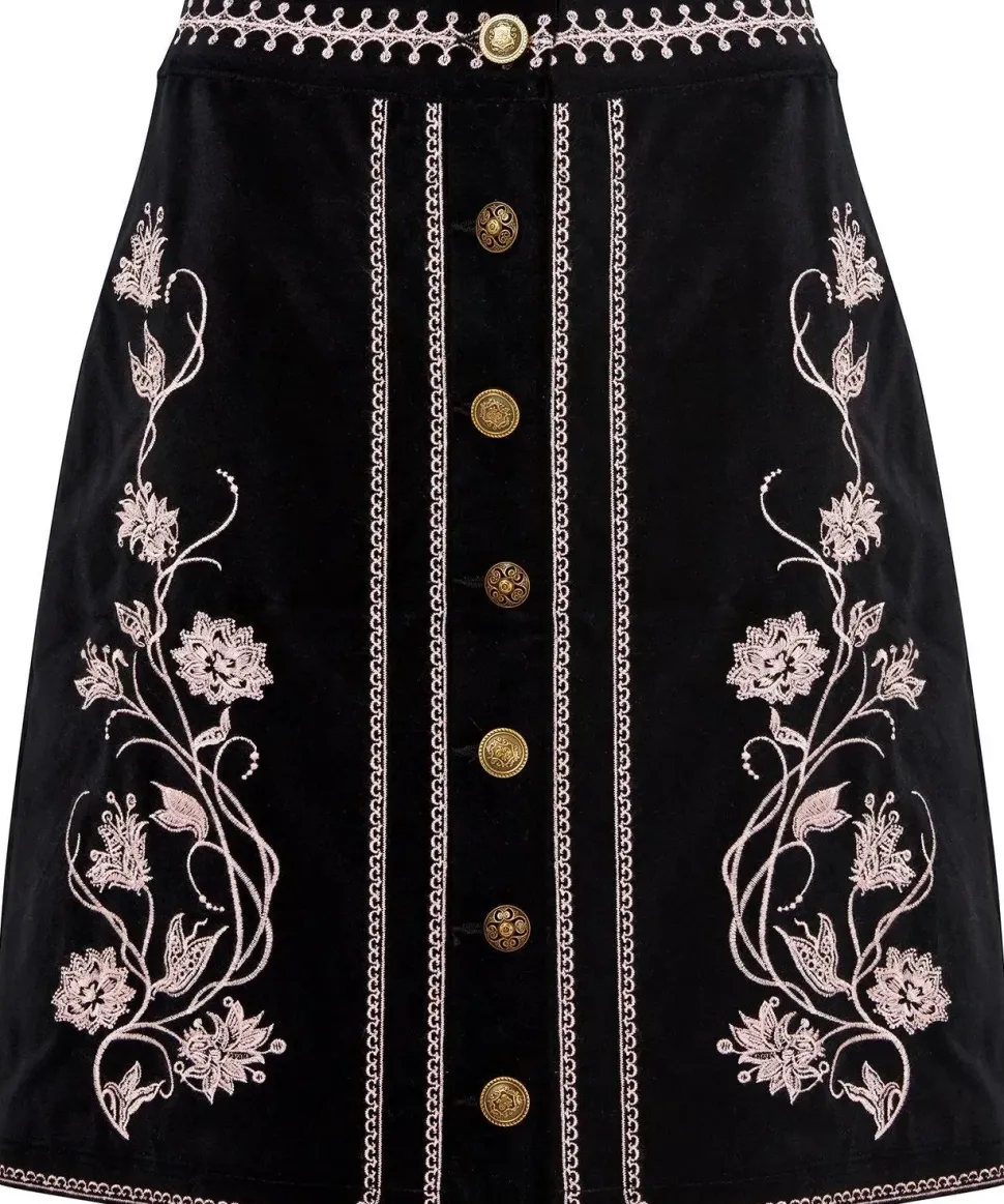Floral Embroidered A-Line Mini Skirt
