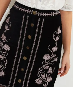 Floral Embroidered A-Line Mini Skirt