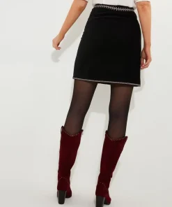 Floral Embroidered A-Line Mini Skirt