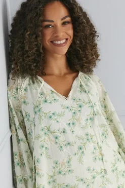 Floral Embroidered Balloon Sleeve Top