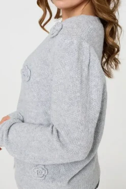 Floral Embroidered Cropped Cardigan