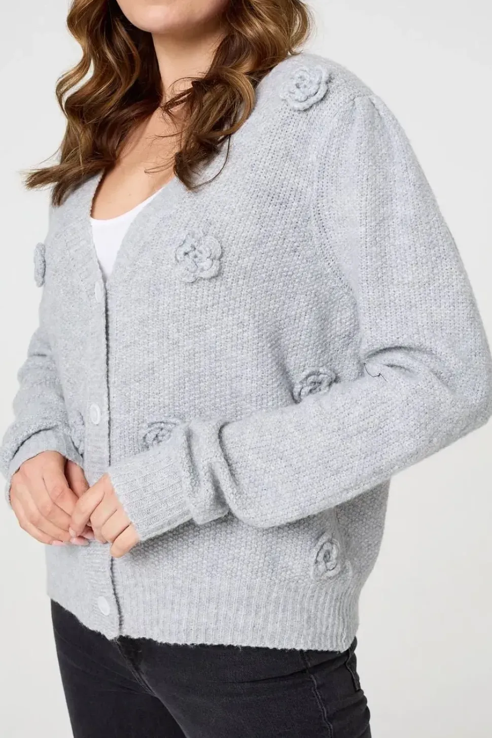 Floral Embroidered Cropped Cardigan
