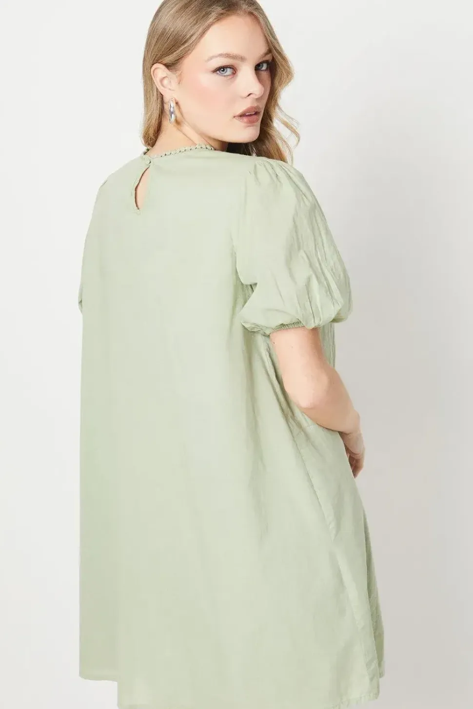 Floral Embroidered Puff Sleeve Mini Dress