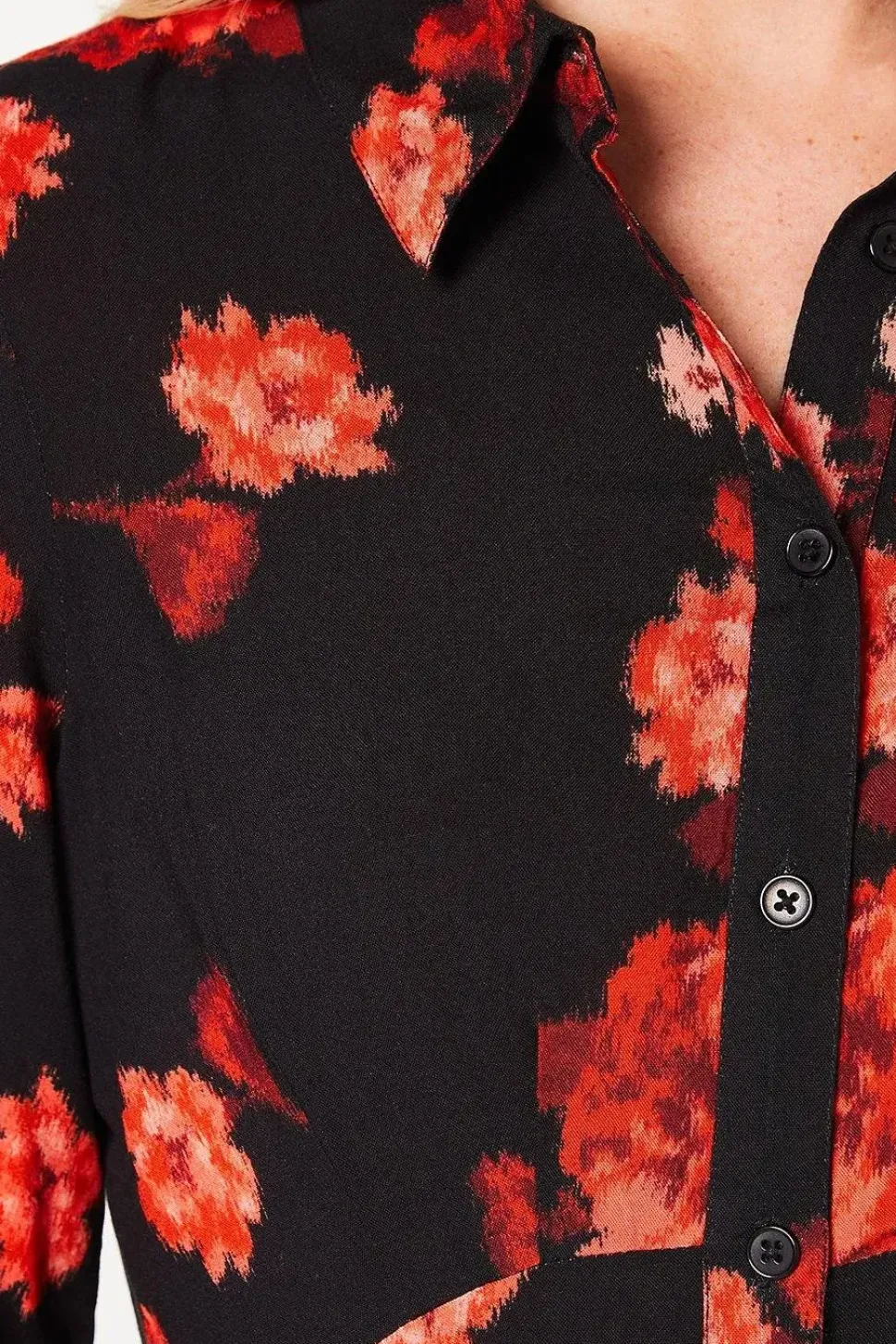 Floral Empire Half Placket Mini Shirt Dress