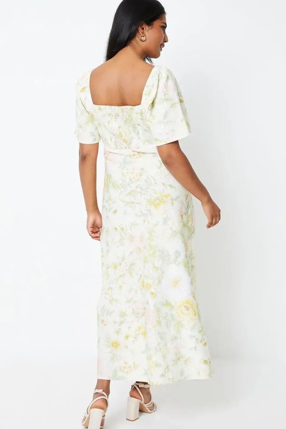 Floral Flutter Sleeve Midi Dress