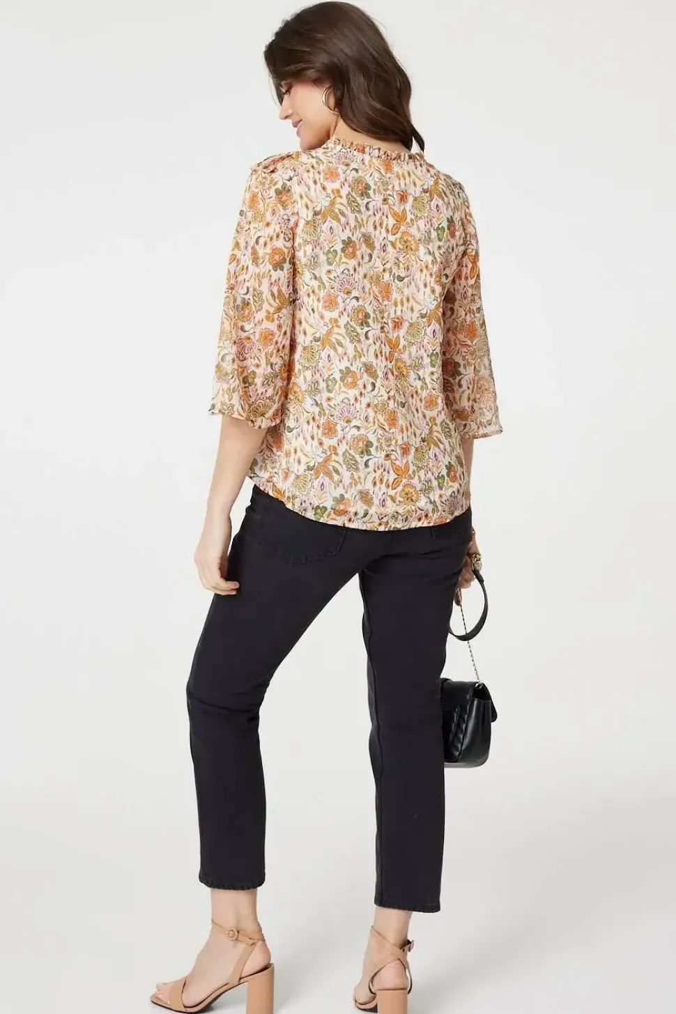 Floral Frill Detail 3/4 Sleeve Blouse