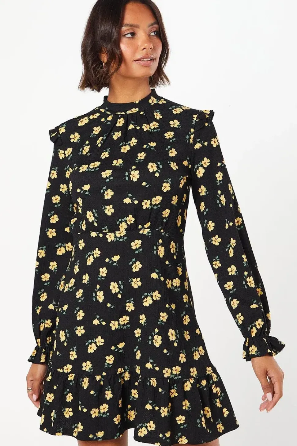 Floral Frill Hem Mini Dress