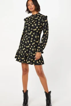 Floral Frill Hem Mini Dress
