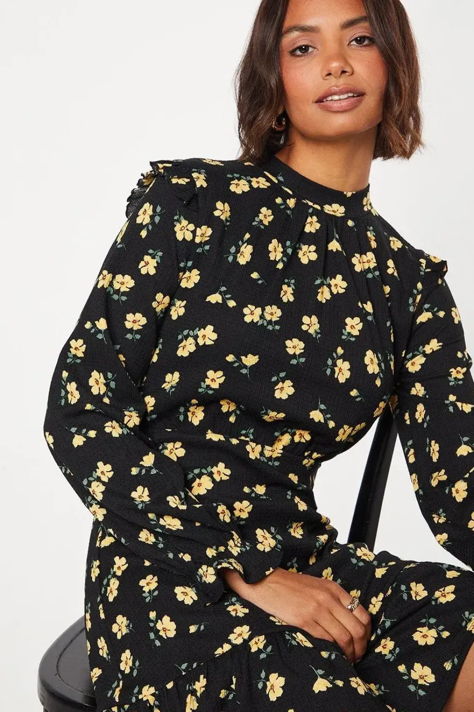 Floral Frill Hem Mini Dress