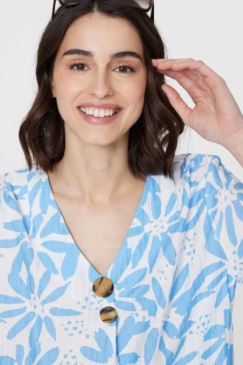 Floral 3/4 Frill Sleeve Blouse