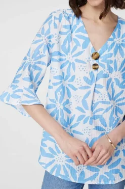 Floral 3/4 Frill Sleeve Blouse