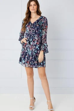 Floral Glitter Spot Ruffle Shift Dress