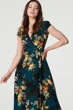 Floral High Low Wrap Maxi Dress