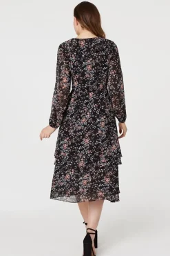 Floral High Low Wrap Midi Dress