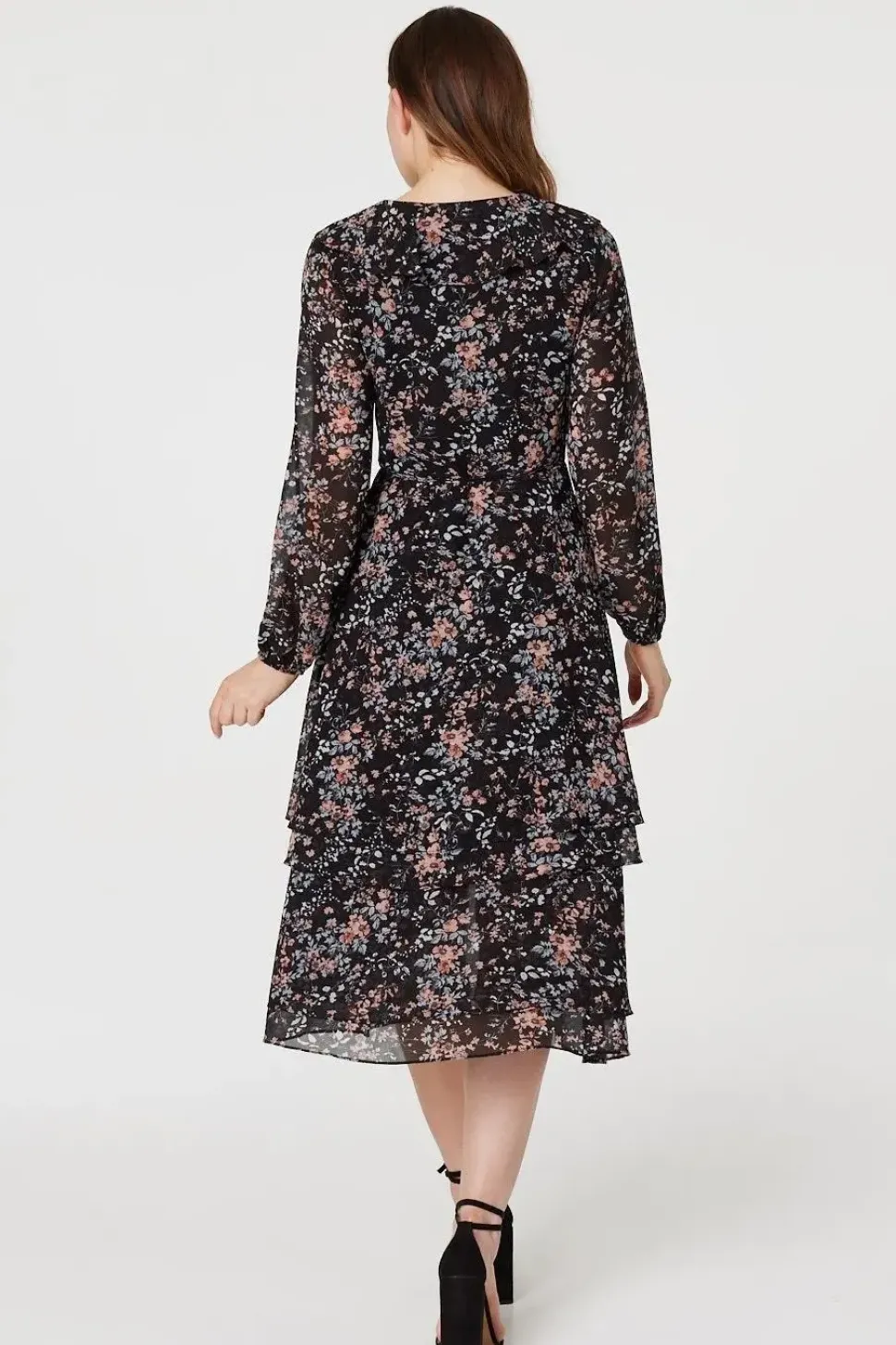 Floral High Low Wrap Midi Dress