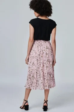 Floral High Waist Pleated Skirt