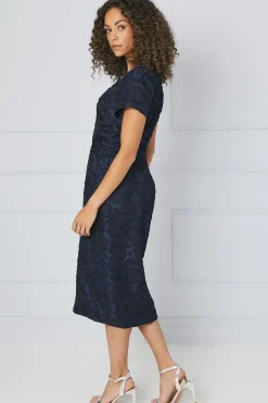 Floral Jacquard Satin Insert Pencil Dress