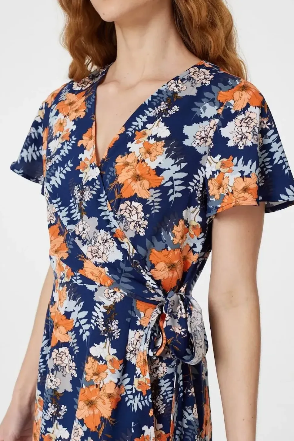 Floral Knee Length Wrap Dress