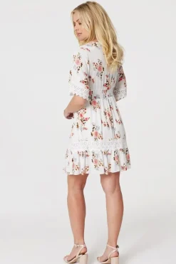 Floral Lace Detail Skater Dress