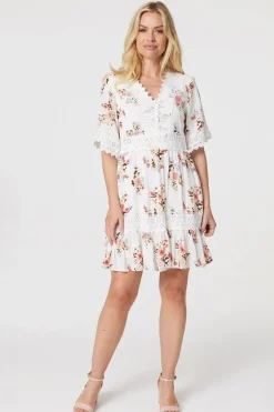 Floral Lace Detail Skater Dress