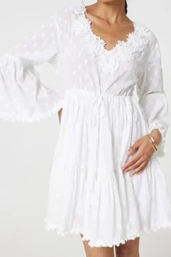 Floral Lace Flare Sleeve Mini Beach Dress