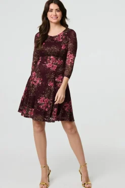 Floral Lace Layer Pleated Short Dress