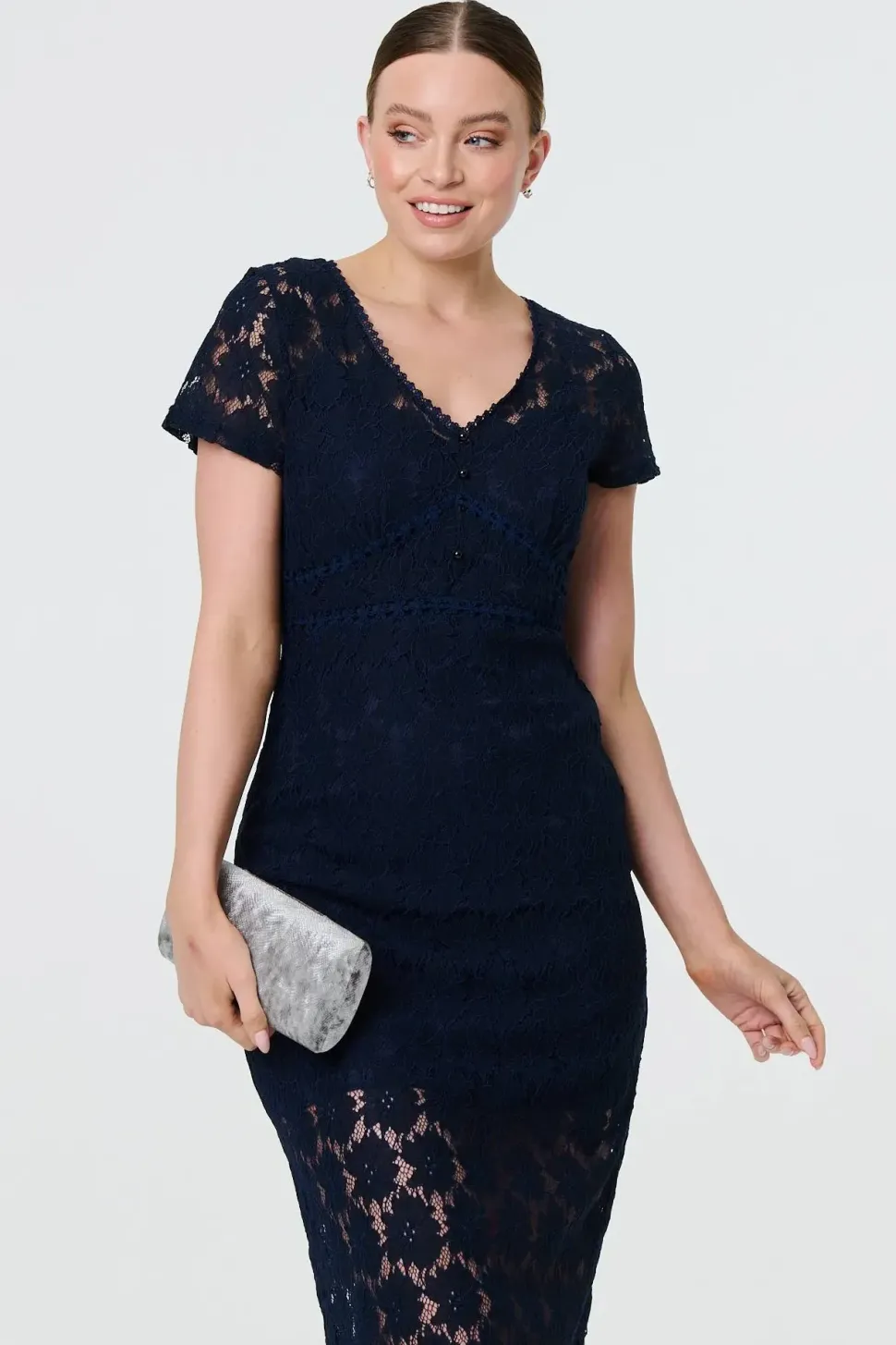 Floral Lace Layer Slim Knee Length Dress